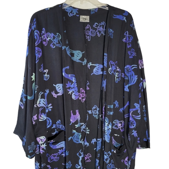 Curious Designs black and blue batik kimono - Picture 2 of 9
